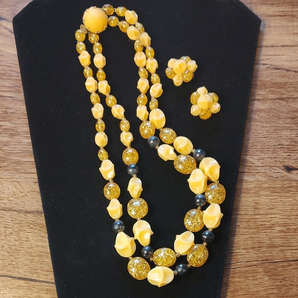West Germany Jewelry - West Germany Beaded Necklace Set
